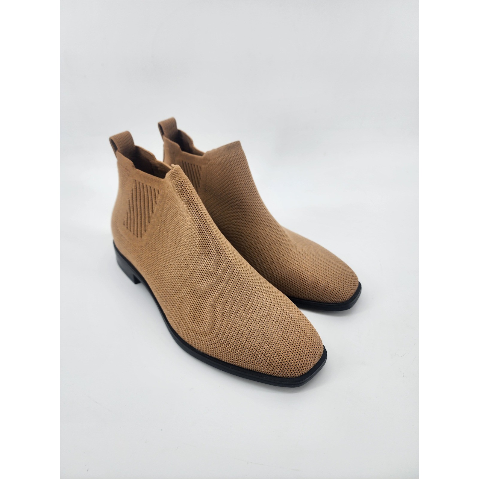 Vivaia Ryan Square Toe Knit Boots Camel Brown Womens Size 39 8-8.5