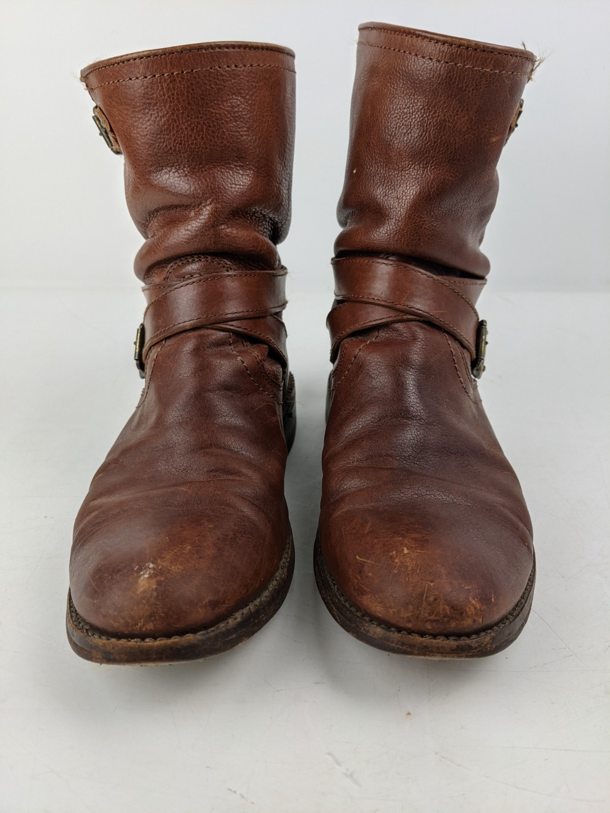 frye jaden cross engineer harness boots womens size 5 cognac brown leather