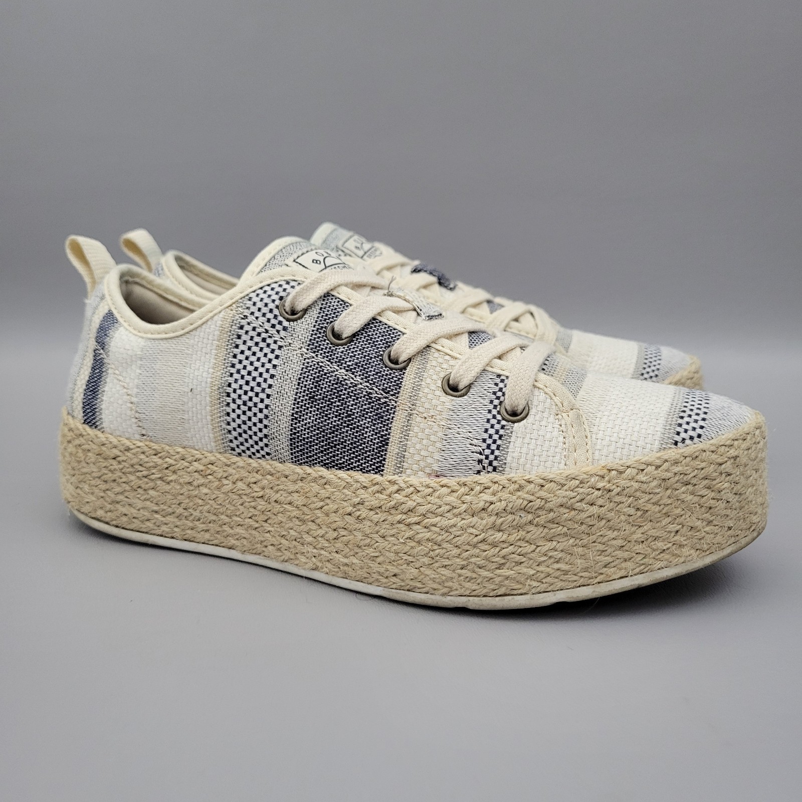 Skechers Womens Bobs Sesame Espadrille Sneaker Size US 6.5 Woven Striped Pattern