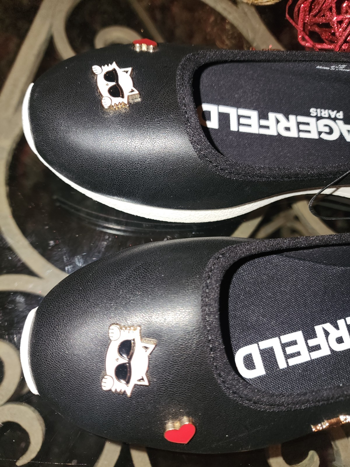 Karl Lagerfeld Paris Charm-Embellished Black Ballet Flats