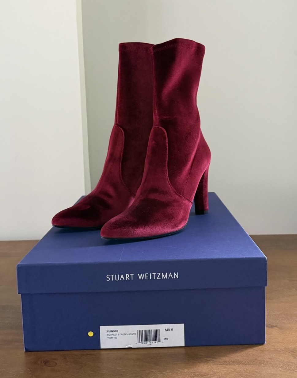 Stuart Weitzman Scarlet Stretch Velvet Clinger Ankle Boots
