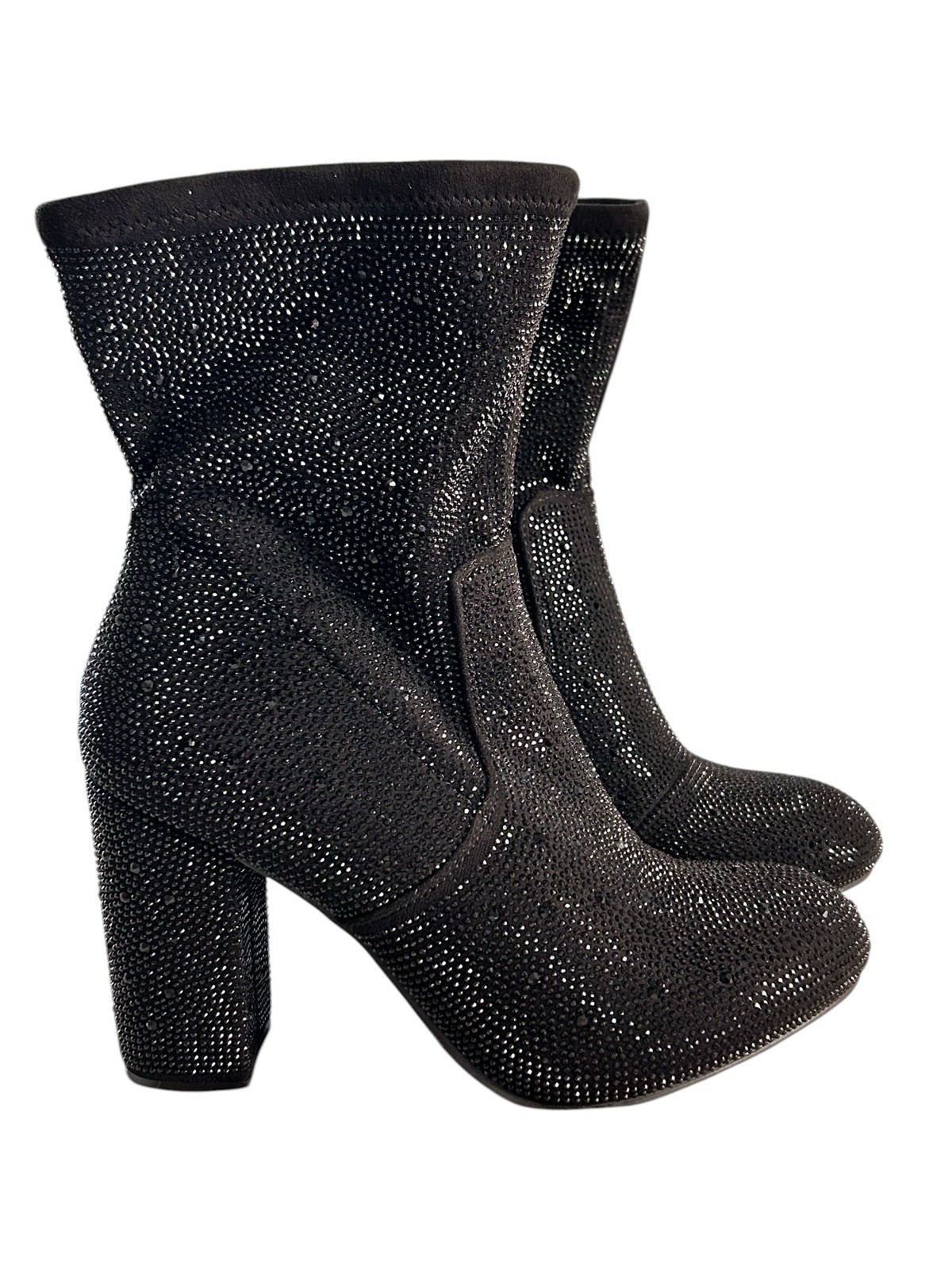 Torrid Black Sparkly Strappy Stretch Embellished Booties Boots, Women 8.5 W Wide