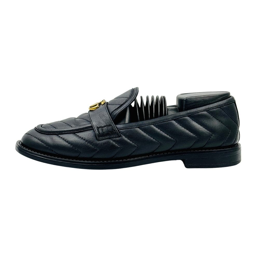 Gucci GG Marmont Women Black Chevron Matelasse Leather Loafers US 10 EU 40 Italy