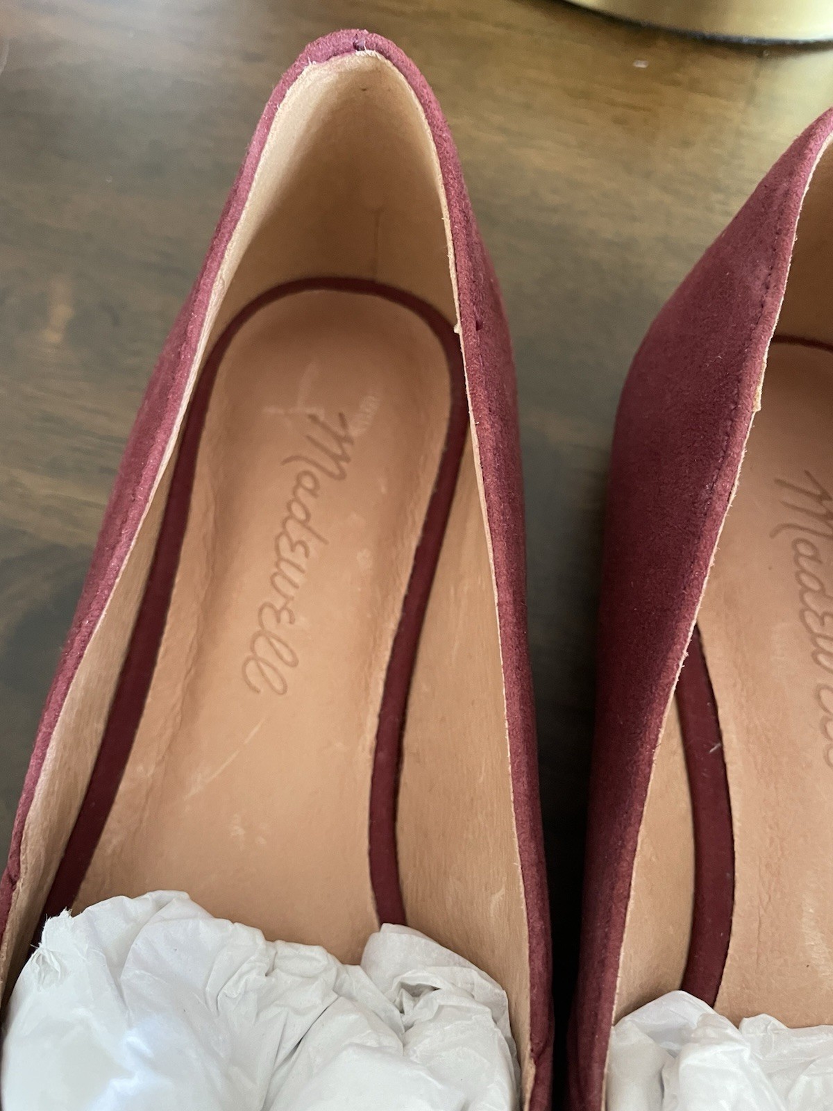 Madewell The Lizbeth Pointy Flats Women 5 Shoes Suede Leather Burgundy Slip On