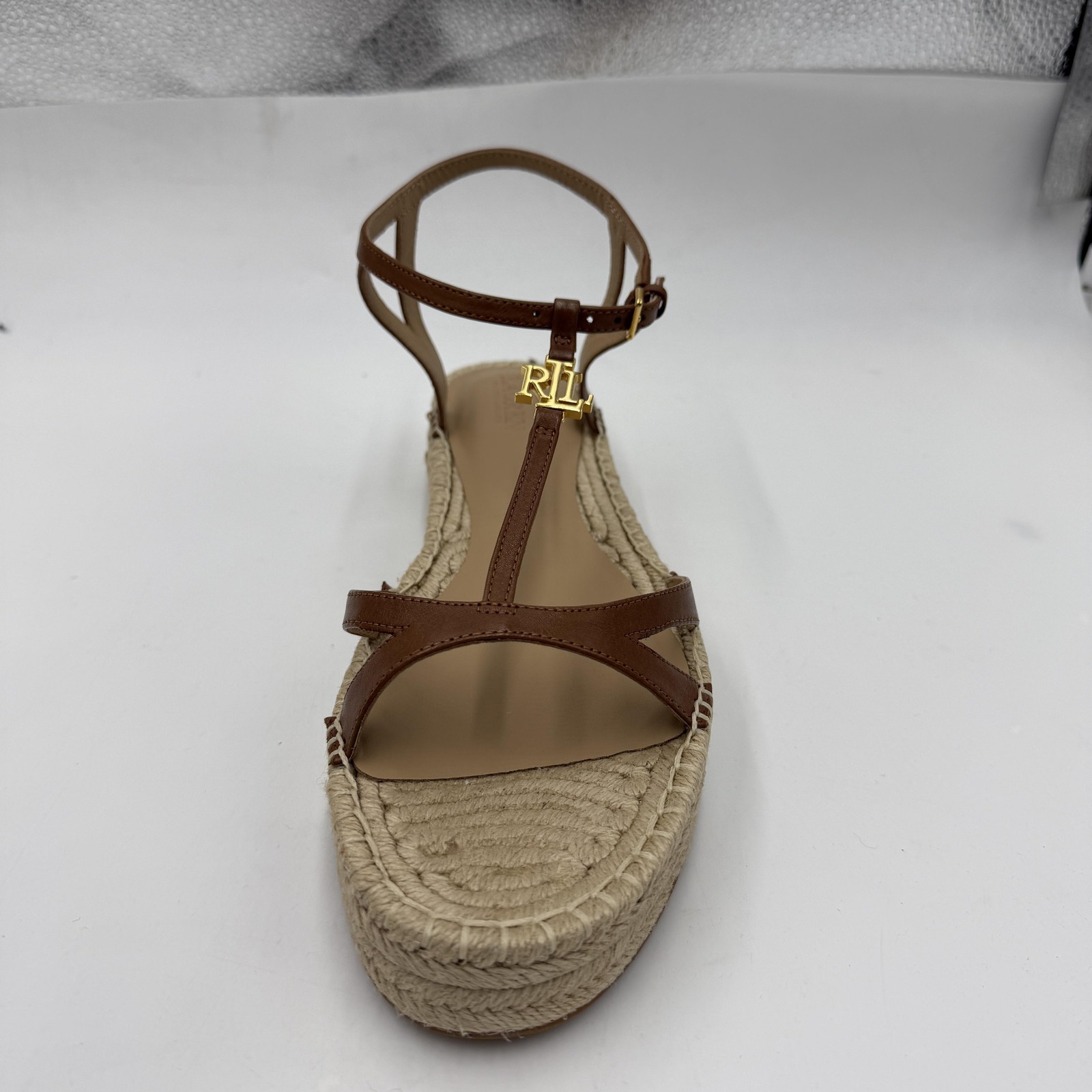 Lauren Ralph Lauren Payton Espadrille Sandals Shoes Womens 9.5 Brown Leather