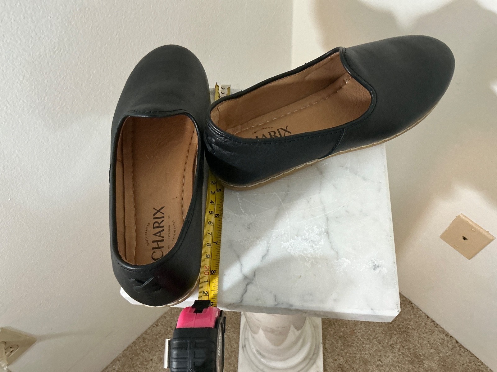 CHARIX SHOES BLACK LEATHER SLIP-ON COMFORT STYLE QUALITY HANDMADE SIZE 37/6.5