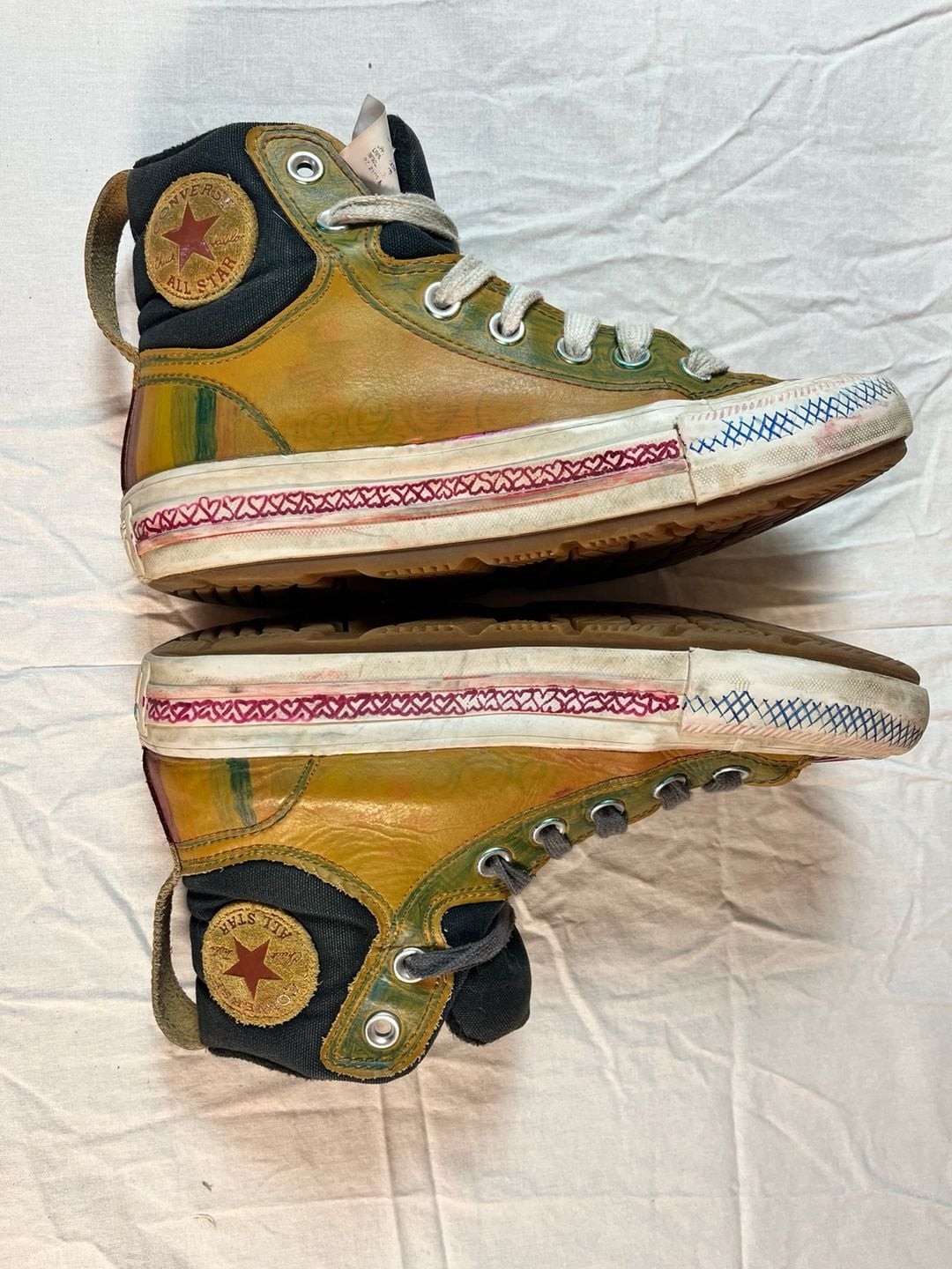 Converse Counter Climate Leather High Top Painted Custom Art Sneakers 3.5