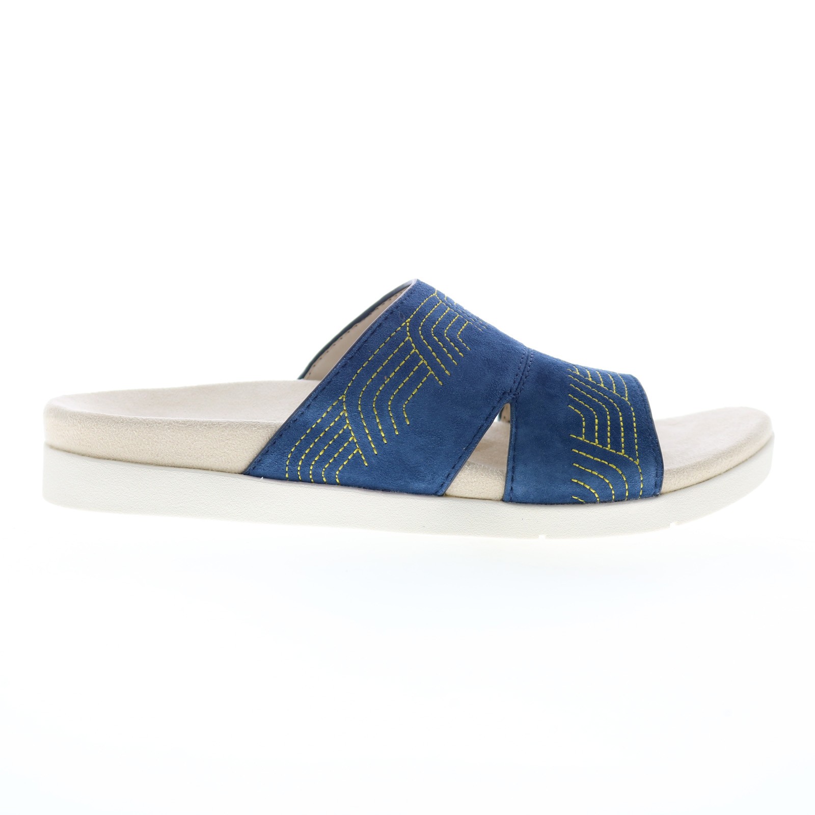 Spenco Twilight Ellie SP1070PEA Womens Blue Wide Suede Slides Sandals Shoes