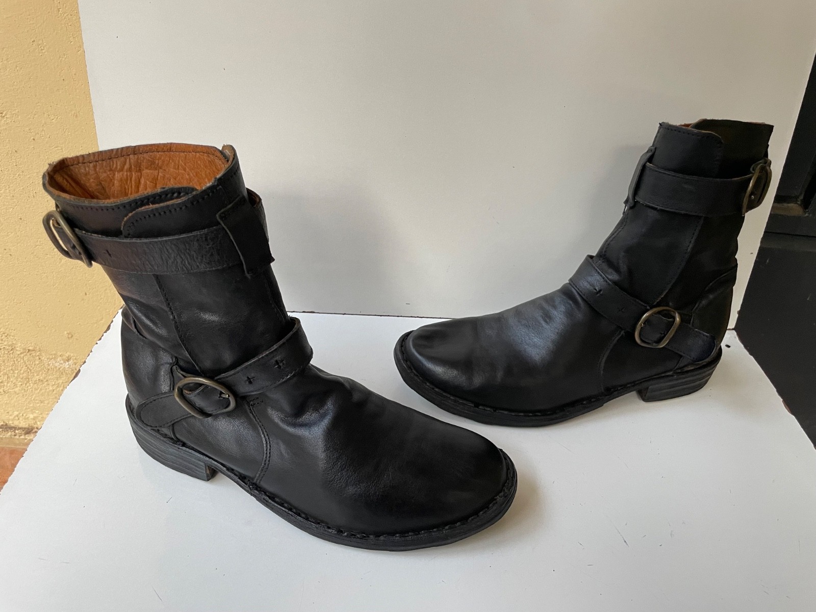 Fiorentini + Baker Eternity Black Strap Leather Women’s Boots EUR 36 / USA 6