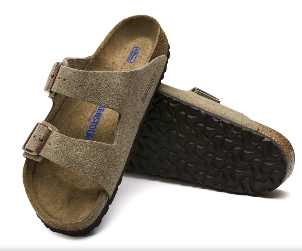 Birkenstock Arizona Soft Footbed Suede Leather Unisex Taupe Sandals EU 37-45
