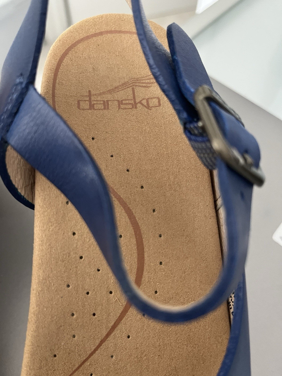 DANSKO Tasha EU 36 / US 5.5-6 Royal Blue Leather Slingback Wedge Sandals EC