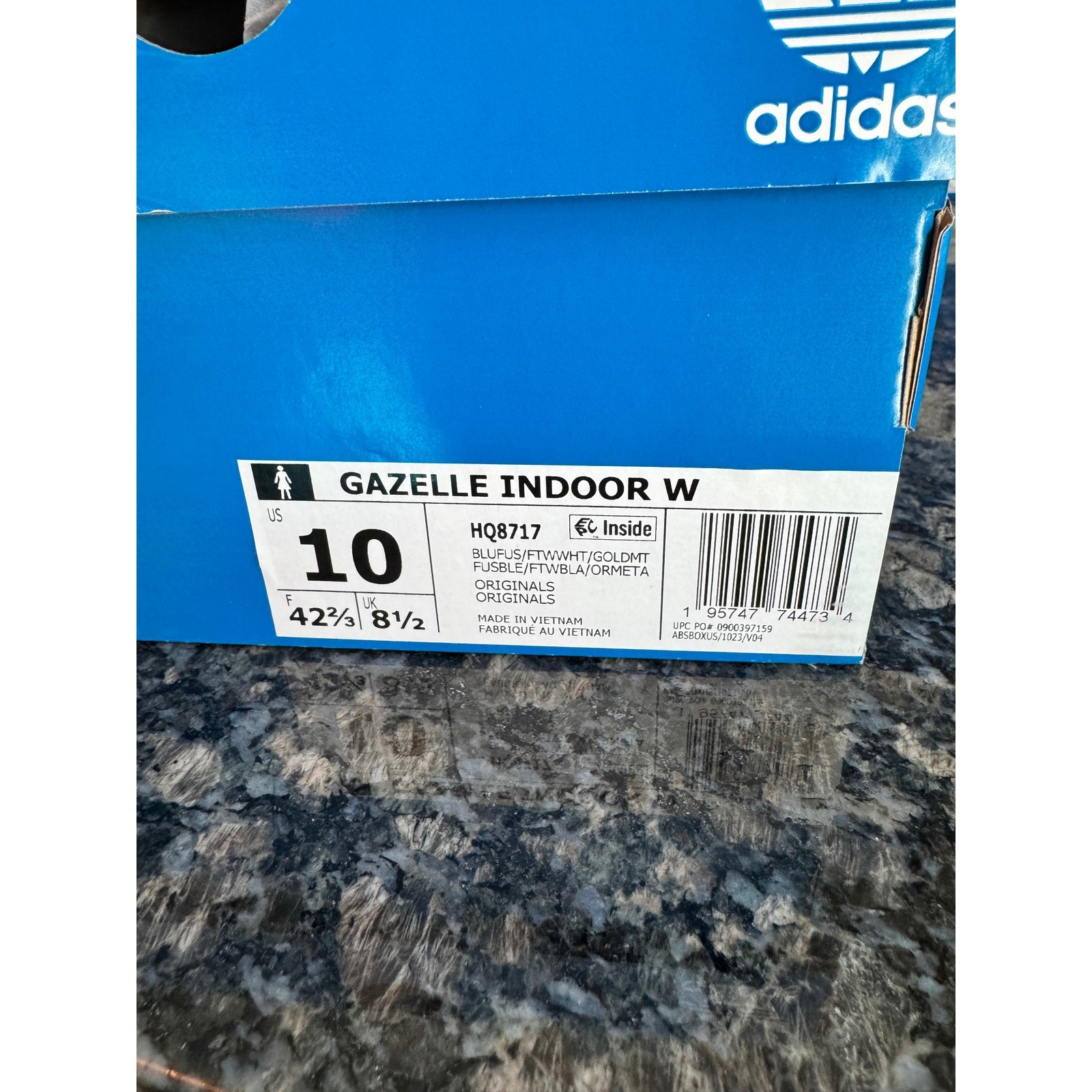 Adidas Gazelle Indoor W Blue Fusion Cloud White Suede Sneakers HQ8717 Womens 10