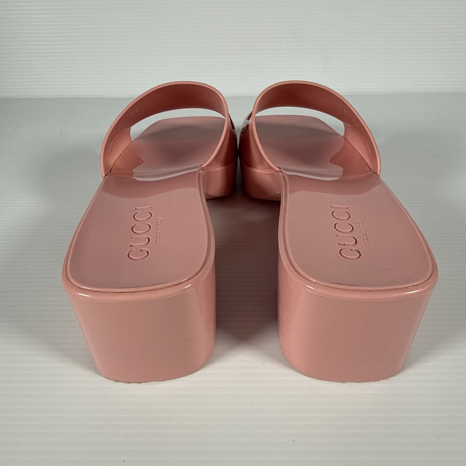 GUCCI PINK RUBBER SLIDES- 7 1/2-8 sandals