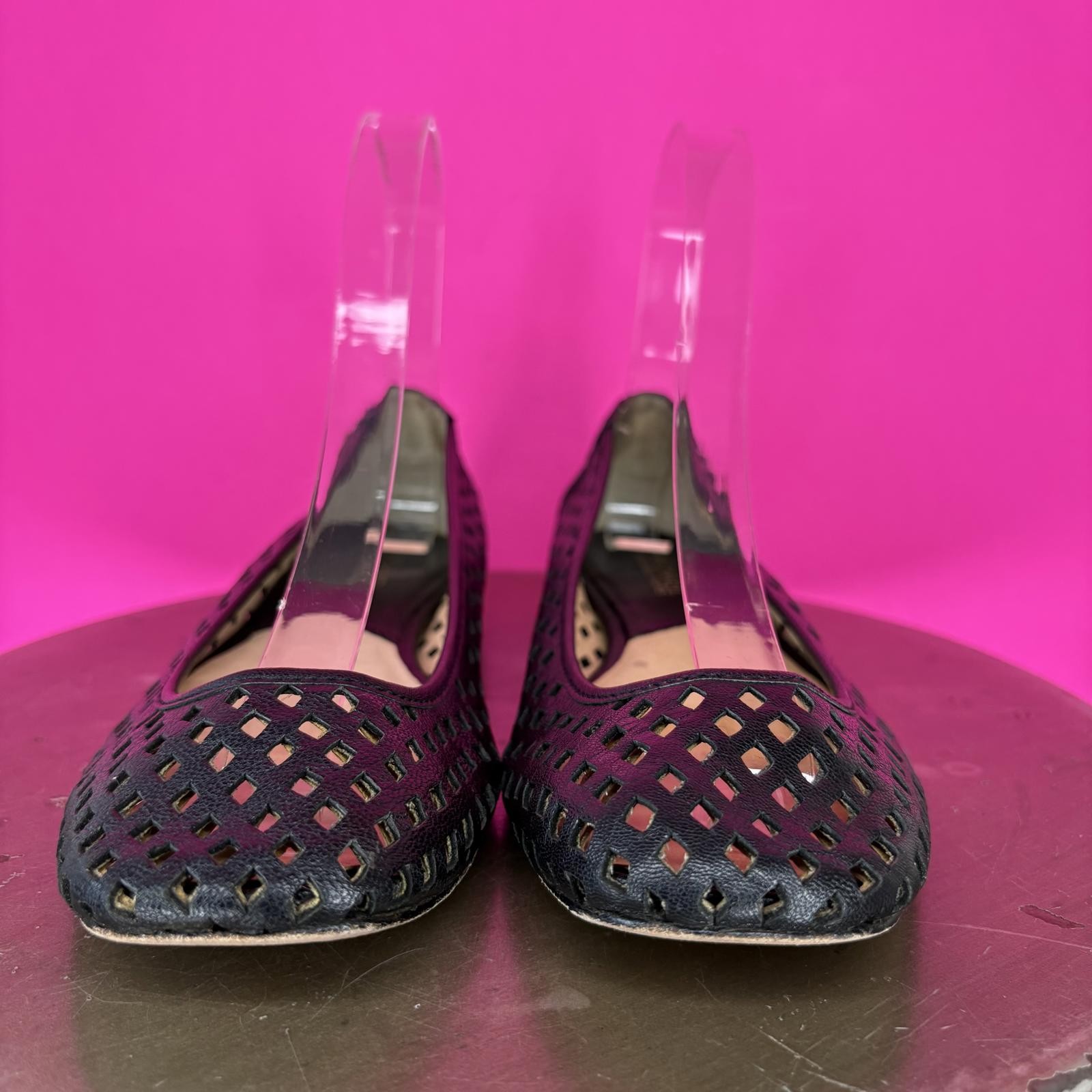 Michael Kors Black Leather Cutout Square Toe Flat US 6 UK 3.5 EU 36