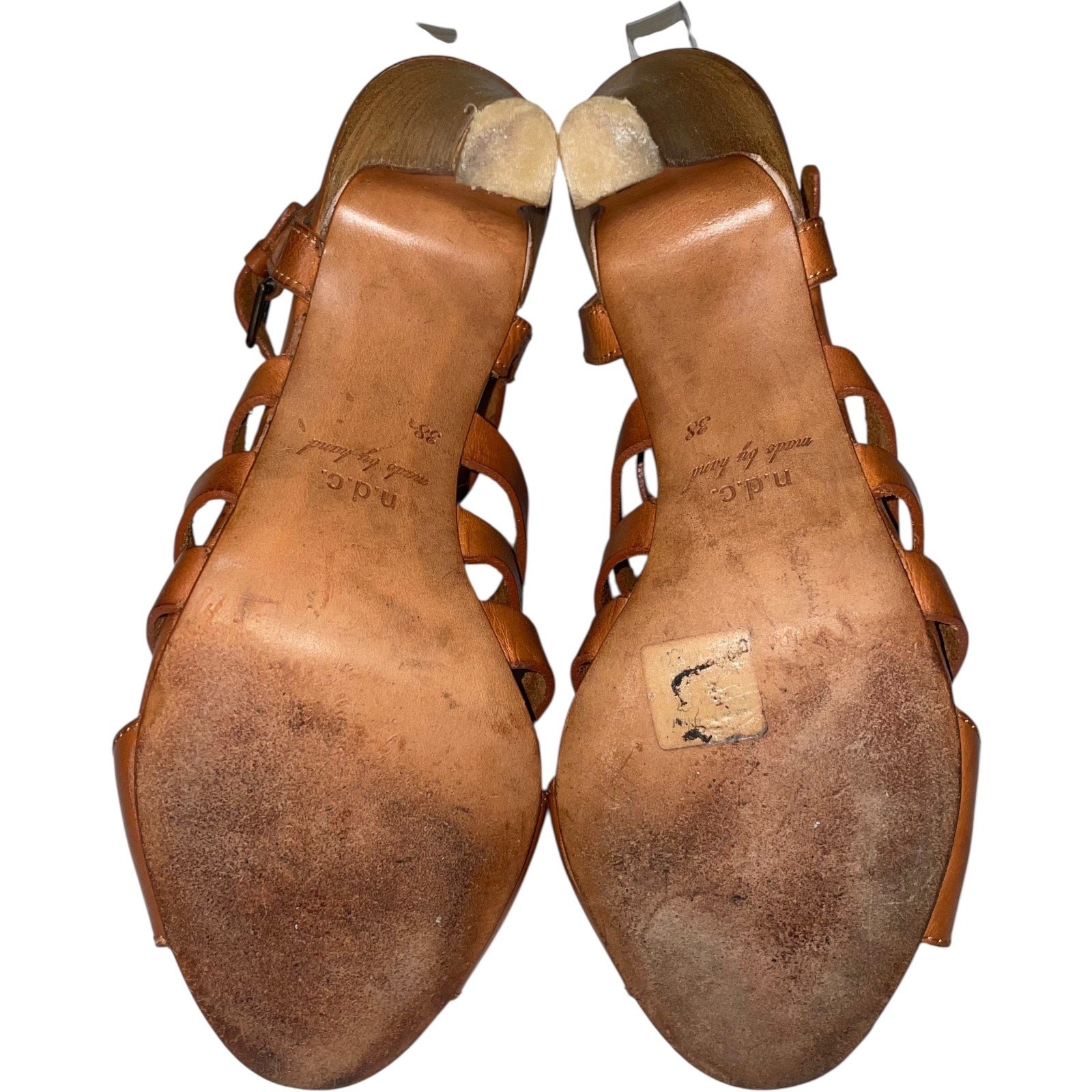 N.D.C. Made by Hand Brown Leather Strappy Heels Size: EU 38 / US 8