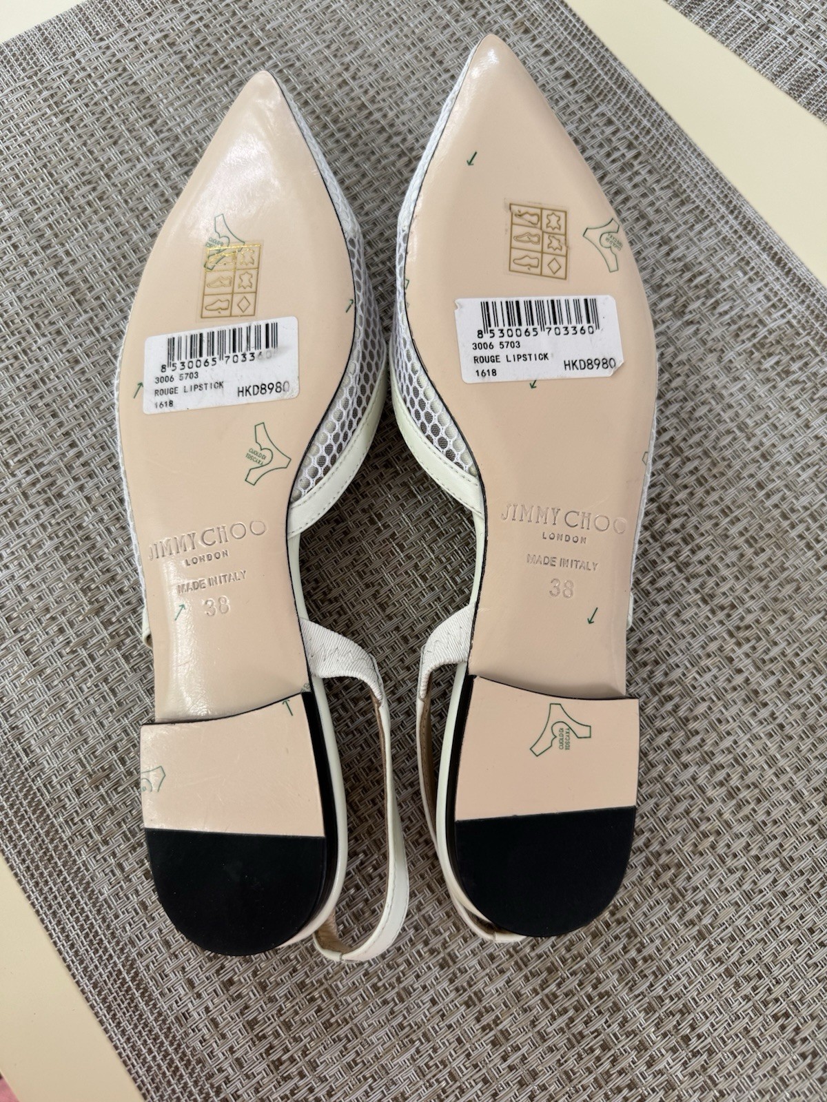 JIMMY CHOO 38 Mesh Flat Sandals Casual or Dressy women shoes Size 38