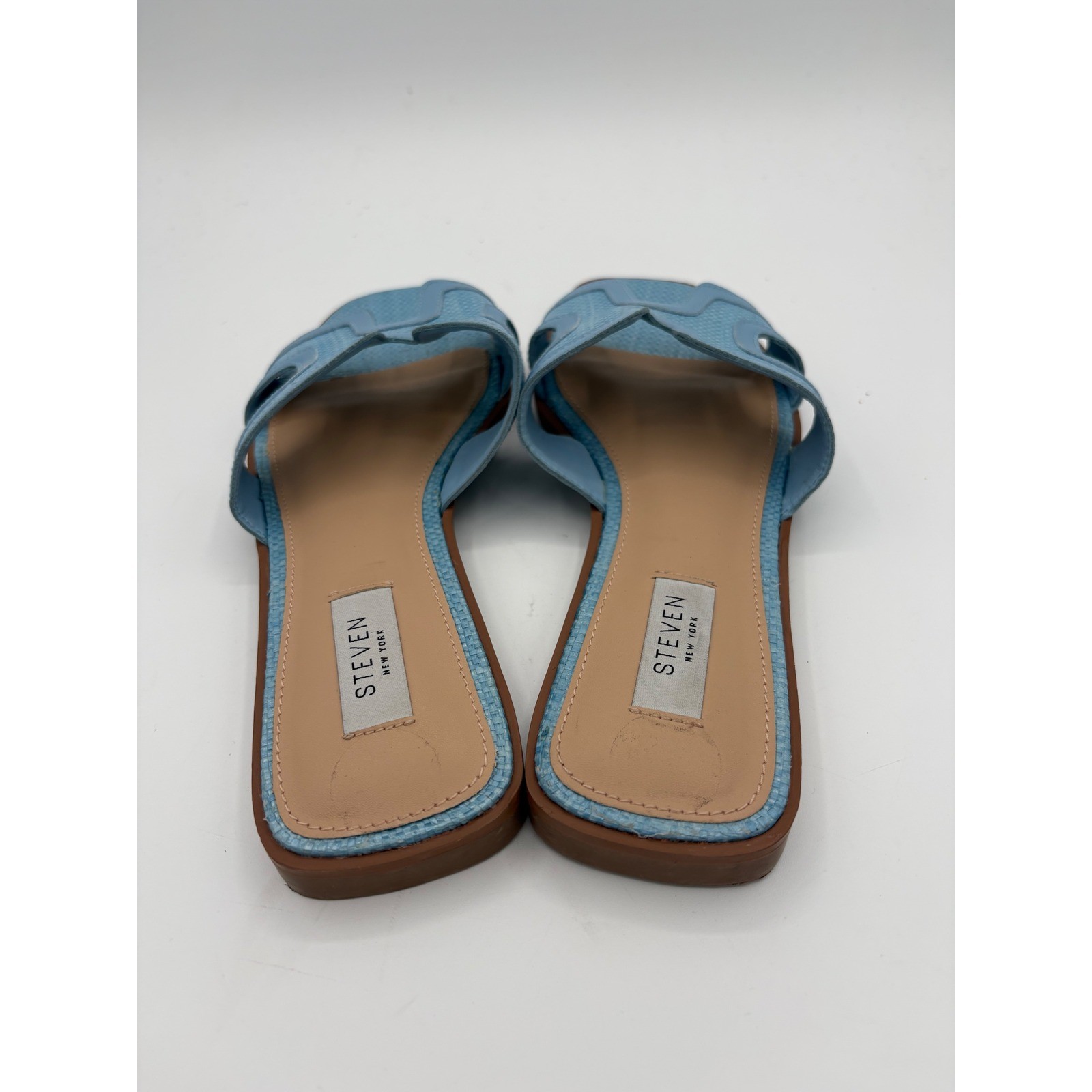 Steven New York Hadyn Light Blue Woven H-Band Slide Sandals Womens 9.5