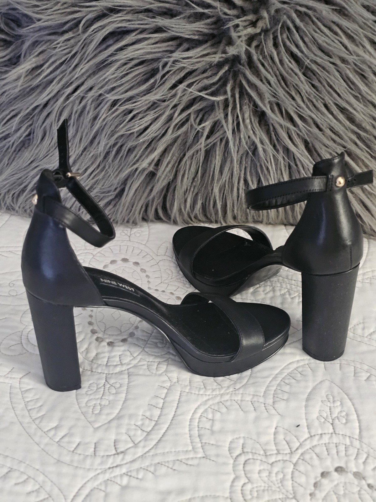 Nine West 7.5 Black Strappy Heels