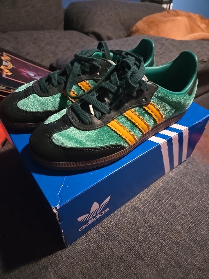 Size 6- Adidas Samba OG W Court Green Preloved Yellow Women’s JI2681