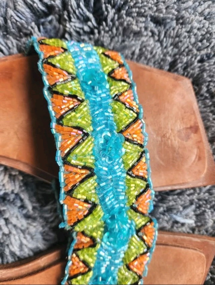 Beaded Boho Unique Colorful MYSTIQUE Women’s Sandals Made In Indonesia Size 7