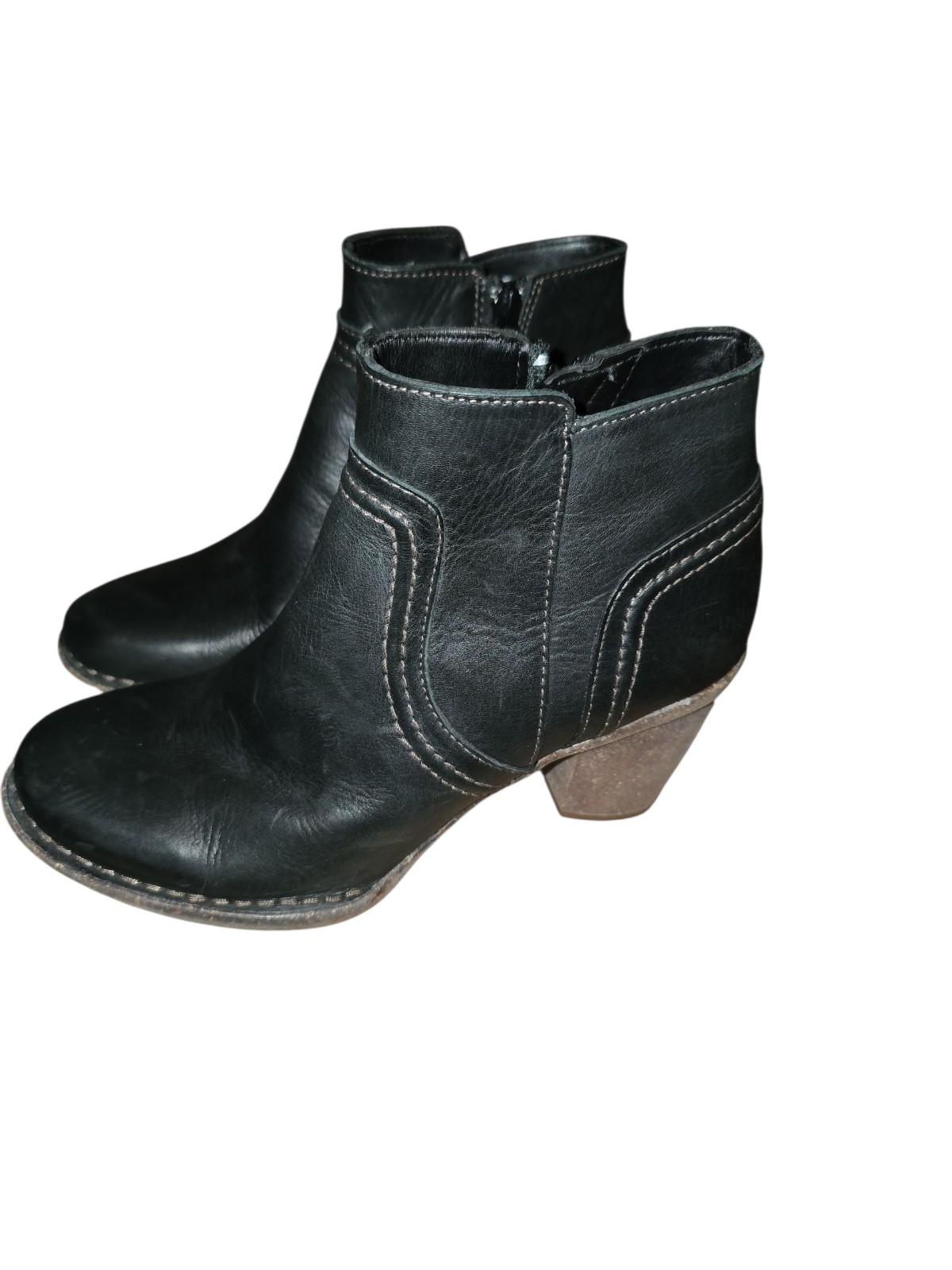 Clarks Carleta Paris Ankle Boot Side Zip Women 6.5 M Black Leather Heeled Bootie
