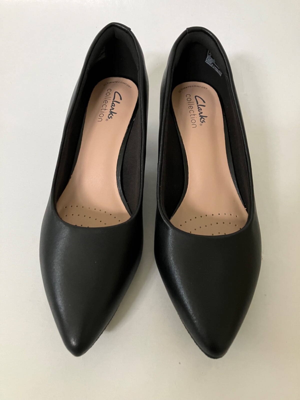 Clarks Ladies Teresa Step Black Leather Shoes Pumps 2” Heel 7 Medium (B,M) New