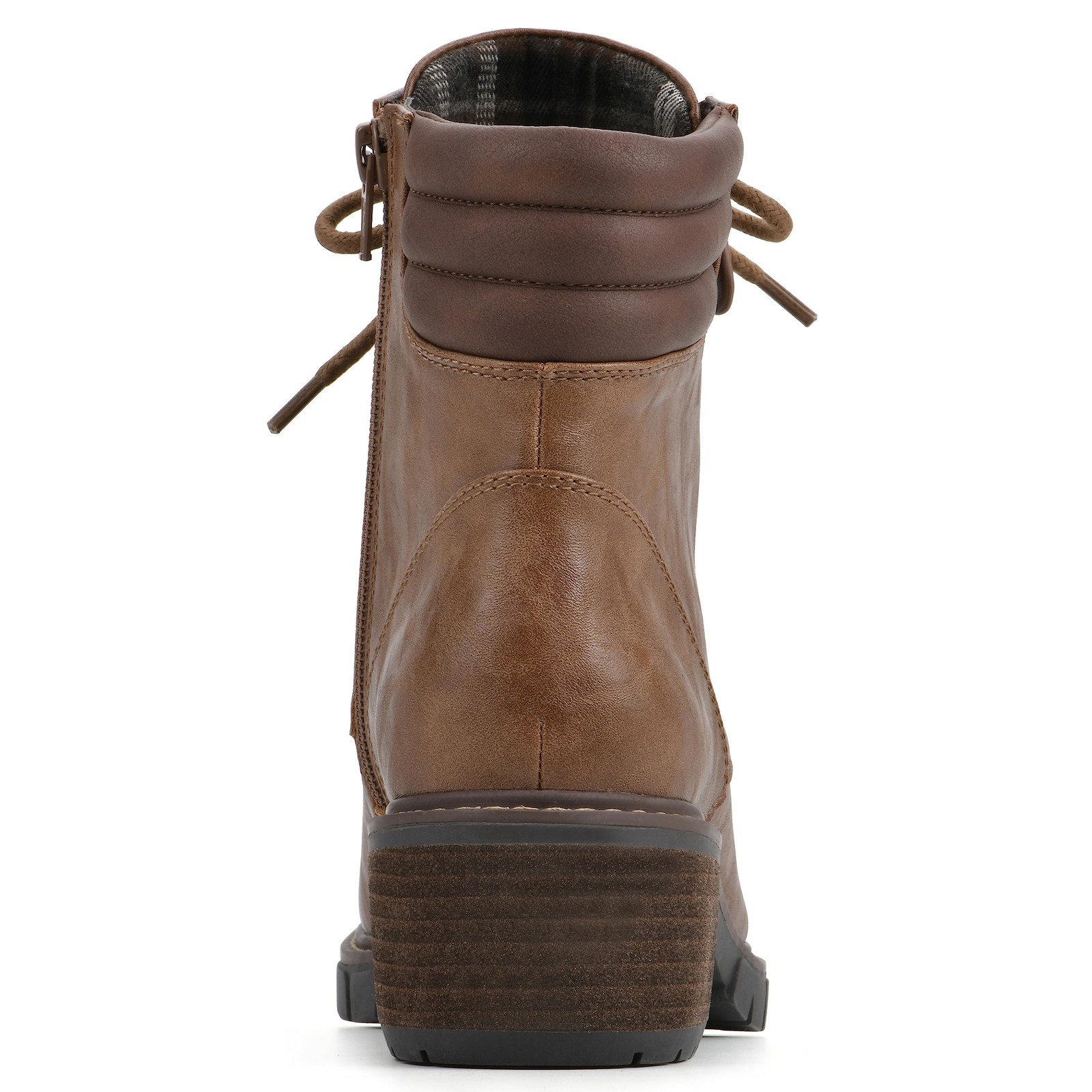 White Mountain Womens Shoes Crazies Block Heel Combat Boot Chestnut/Smooth 10 M