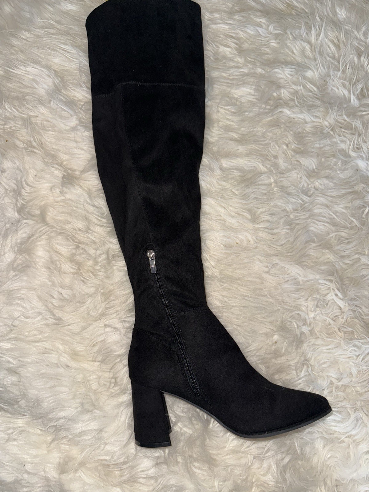 Marc Fisher Women’s Black Suede Thigh-High Over the Knee Zip Stretch 9