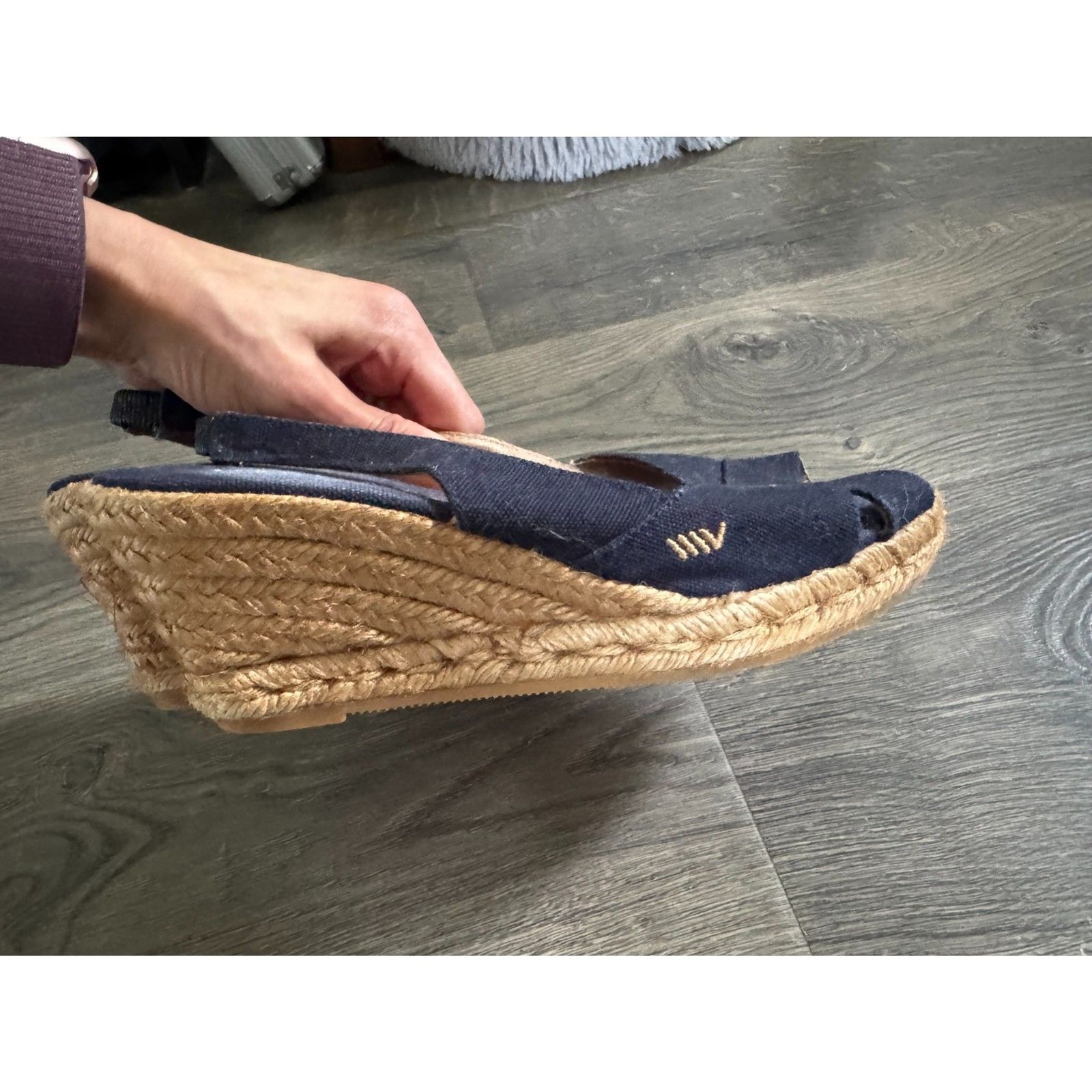 Viscata Llansa Espadrille Canvas Wedge Slingback Sandals Navy Blue EU 40 US 9