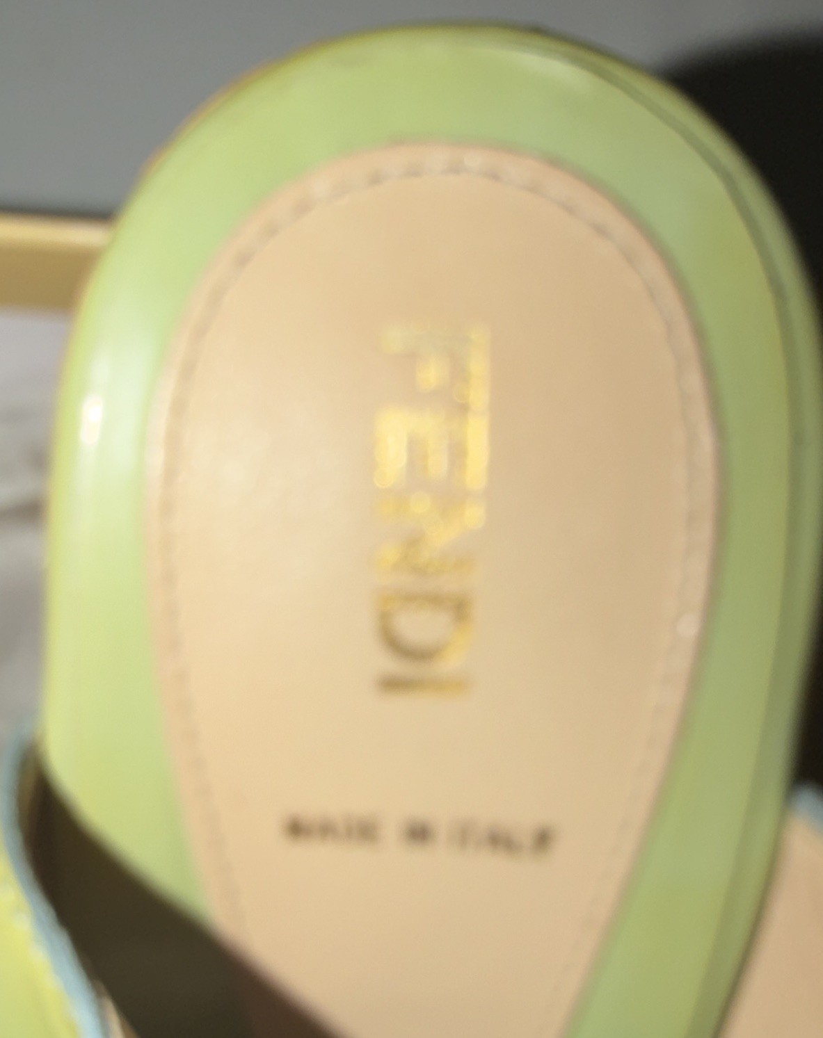 Fendi Green Logo Cork Wedges Ankle Strap Buckle Womens Size Italy-40 W US 9-9.5