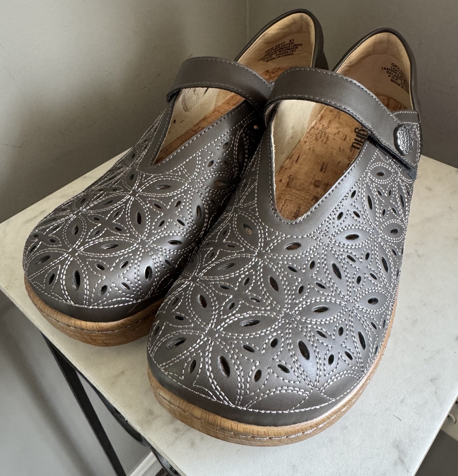 Alegria Opheliah Women’s Shoes Etched Stone Breeze Leather Upper Boho 41 10.5/11