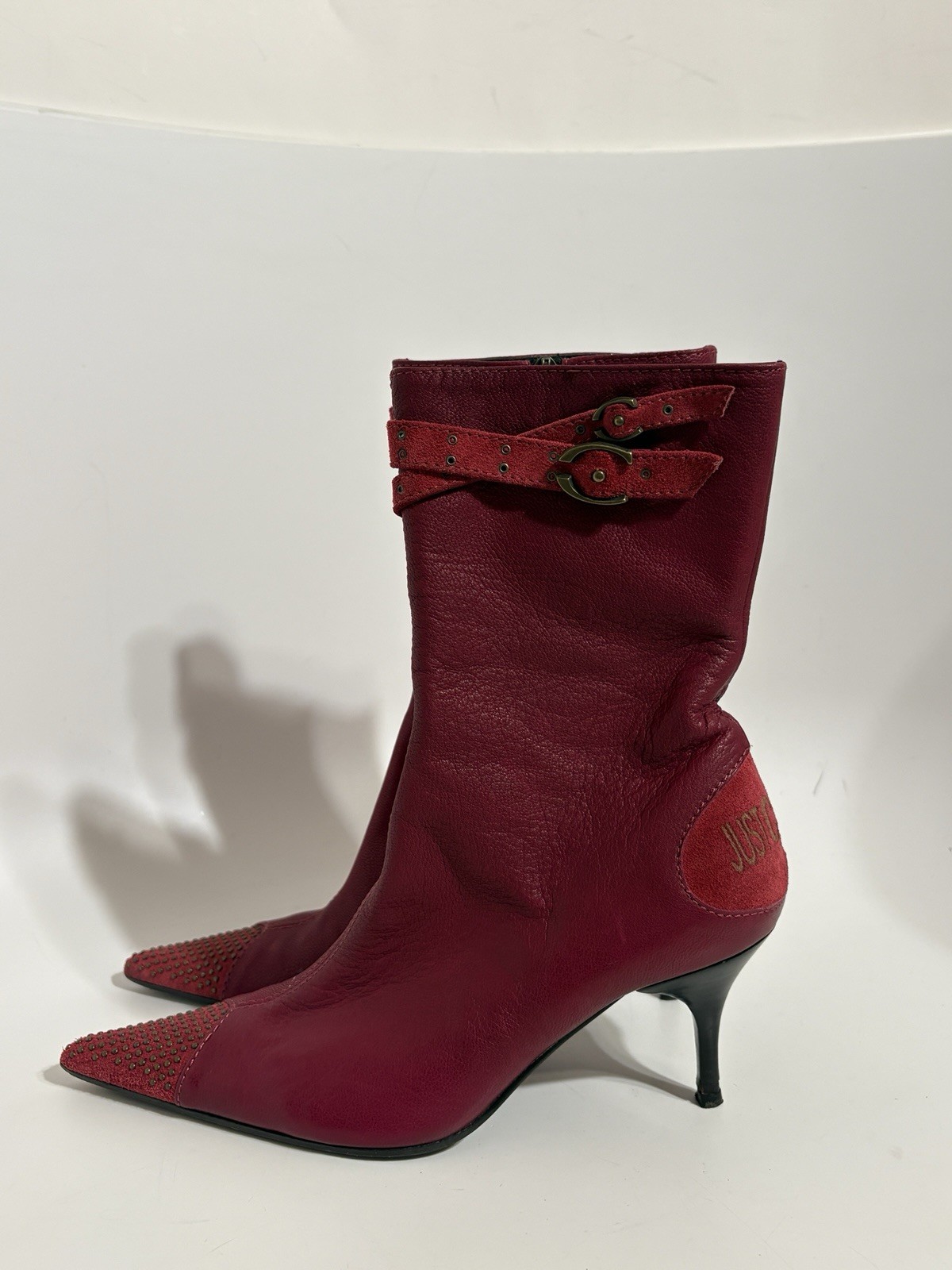 Vtg Roberto Cavalli Just Cavalli Red Ankle Boots 37