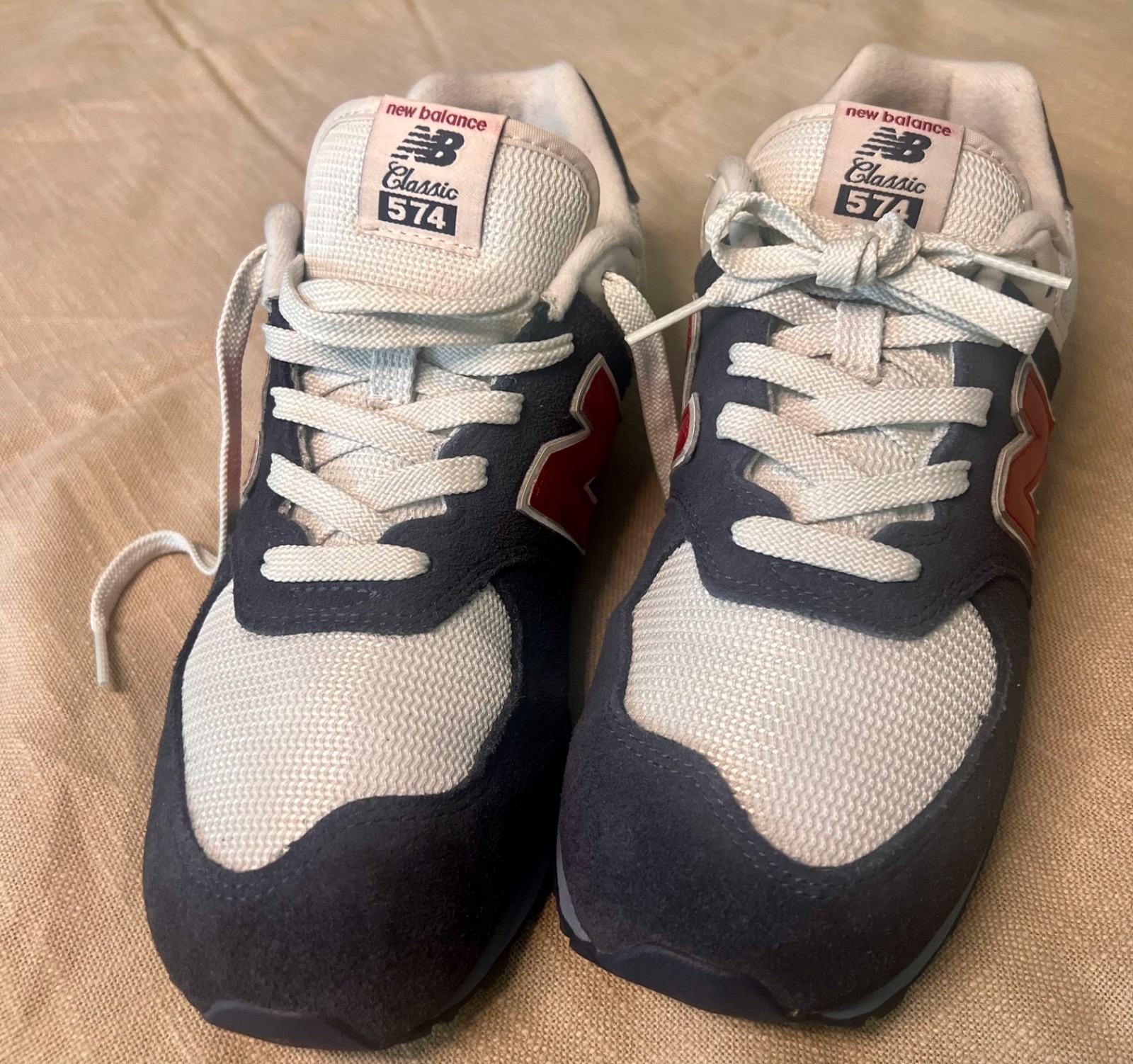 New Balance 574 Core Plus sneakers Womens 8, Boys 6. EUC Navy Red