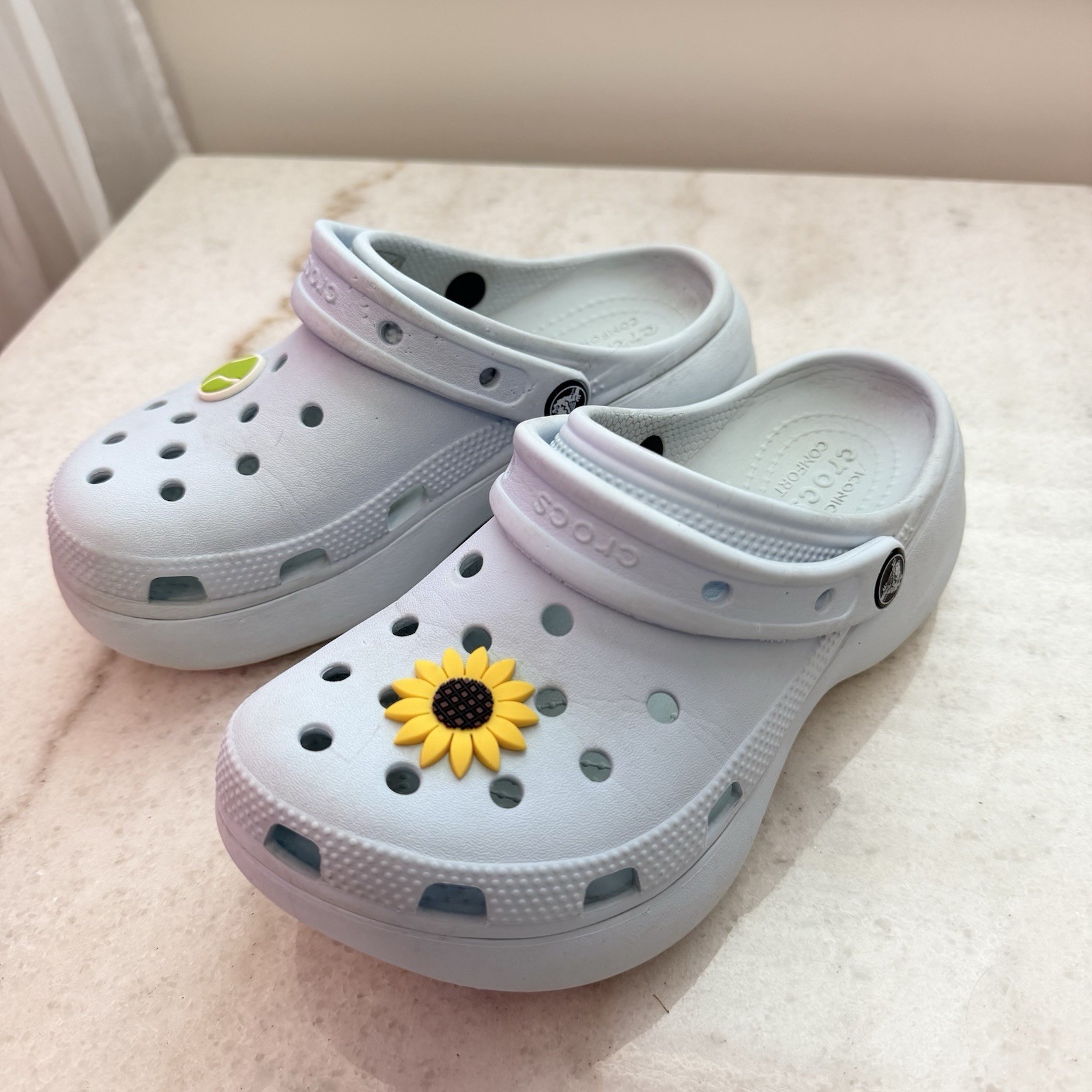 Crocs Womens Baya Platform Clog Light Blue Sz W-6 Iconic Comfort Chunky