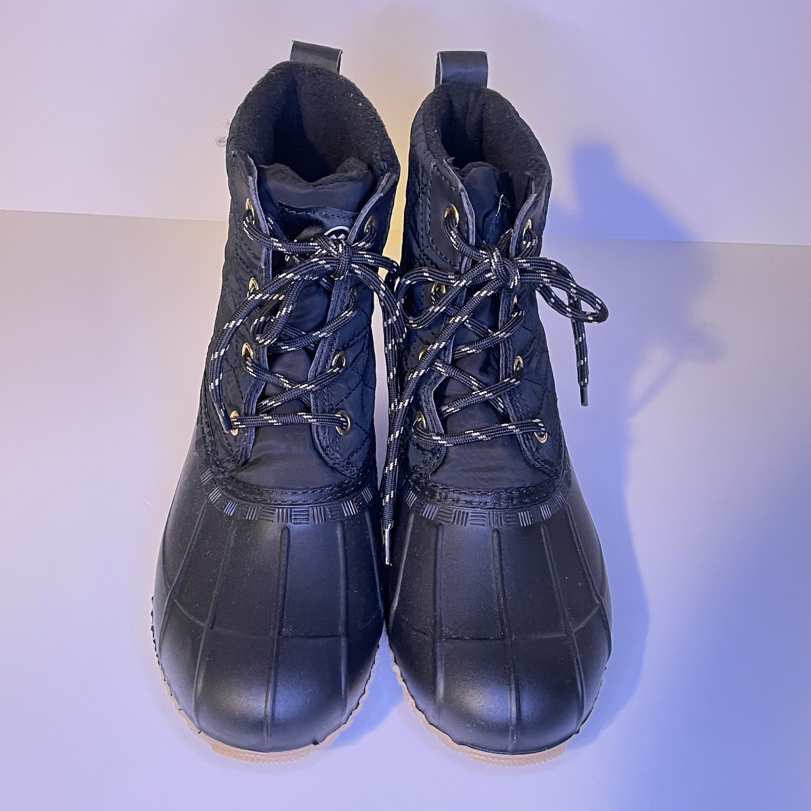 Magellan Women’s Size 7B Quilted Duck Boots 177851 Black Quilted Tan Waterproof
