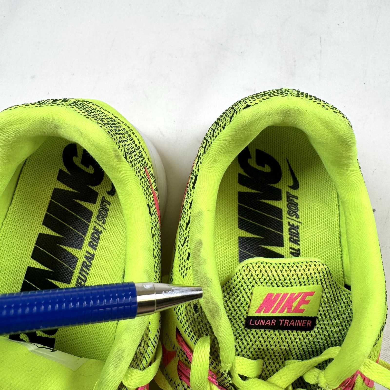 Nike Lunar Trainer Womens 8 Volt Yellow Hyper Pink Running Shoes 705462-700
