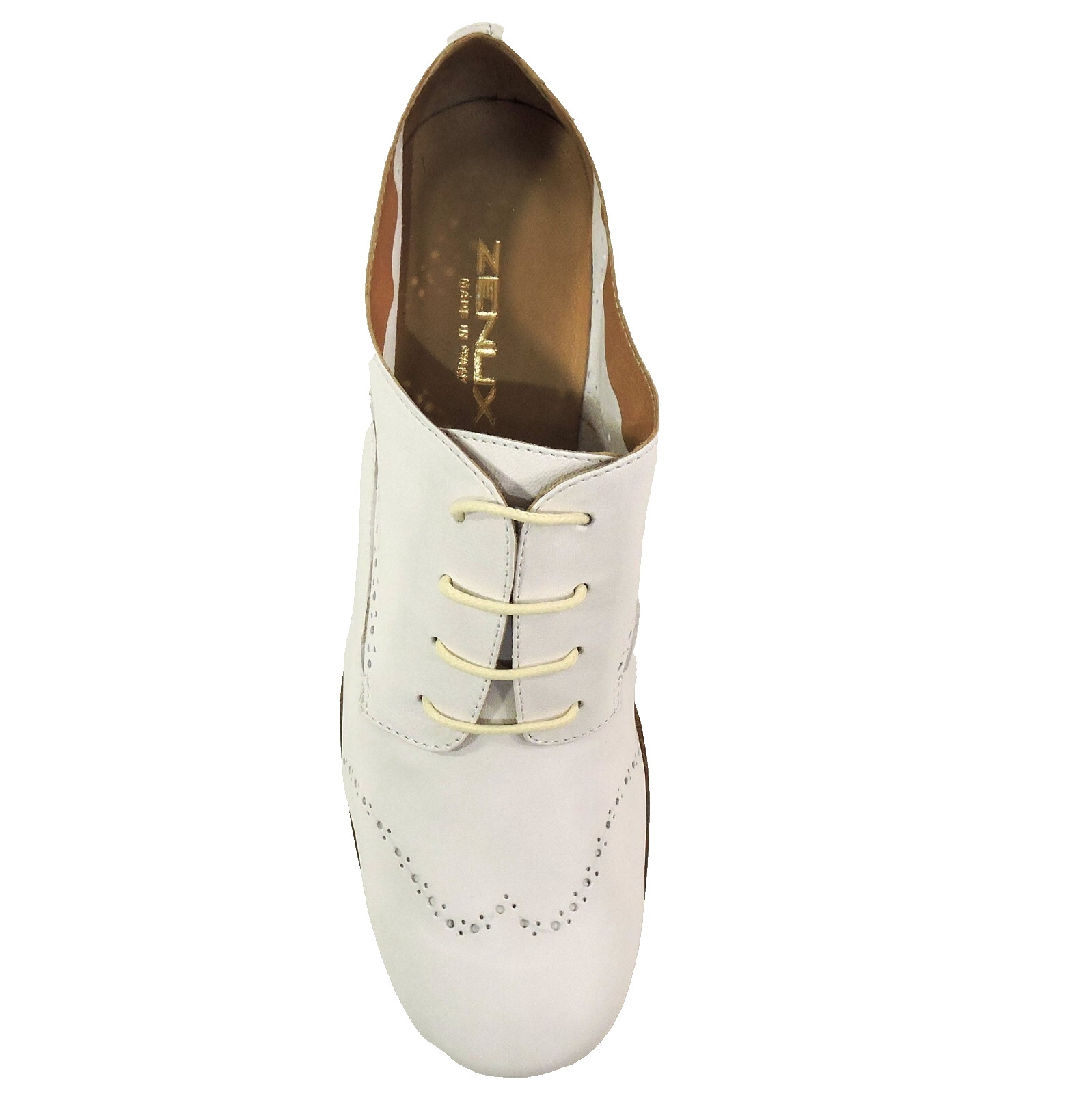 ZENUX 🇮🇹 WOMEN’S SOFT WHITE LEATHER COMFORT HEELED BOOTIES 37 EU