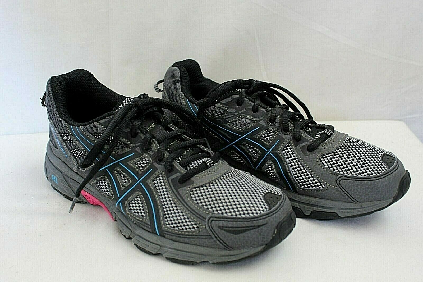 ASICS GEL-VENTURE 6 WOMENS ATHLETIC SHOES SIZE 8.5 GRAY FAUX LEATHER & FABRIC UP