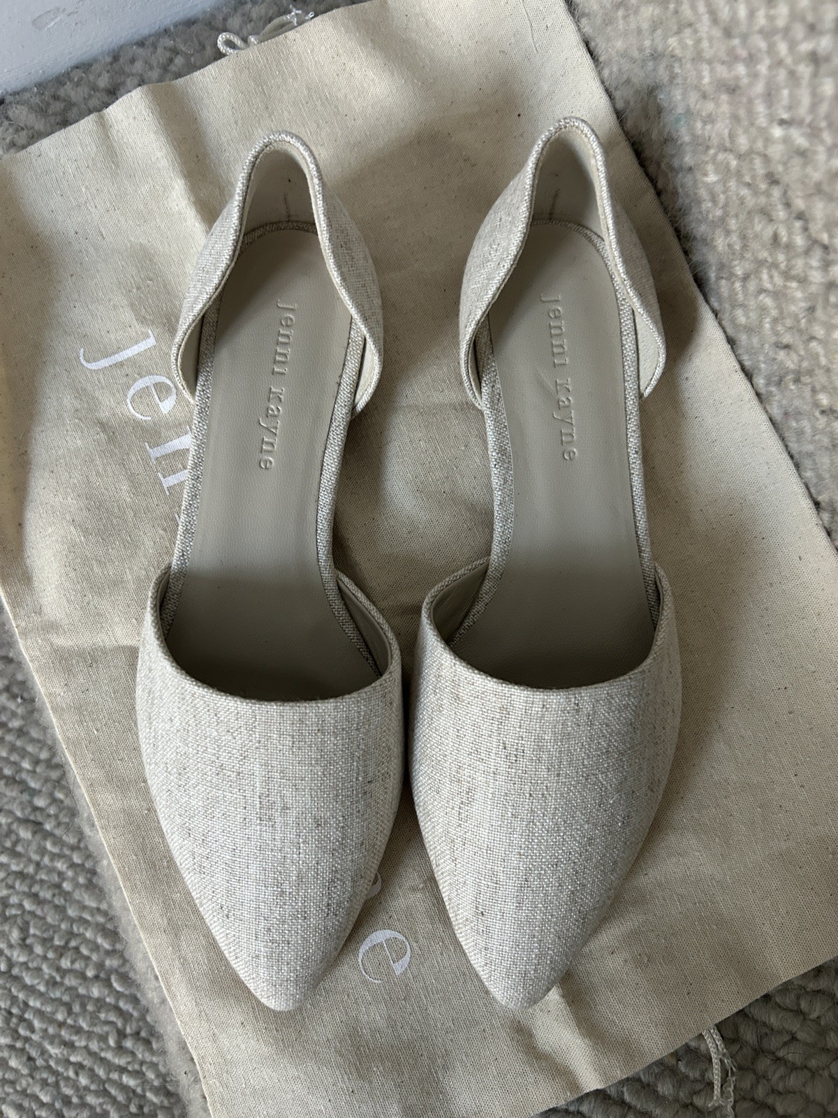 Jenni Kayne Linen D’Orsay Flats Wheat $385 Size 37 NEW