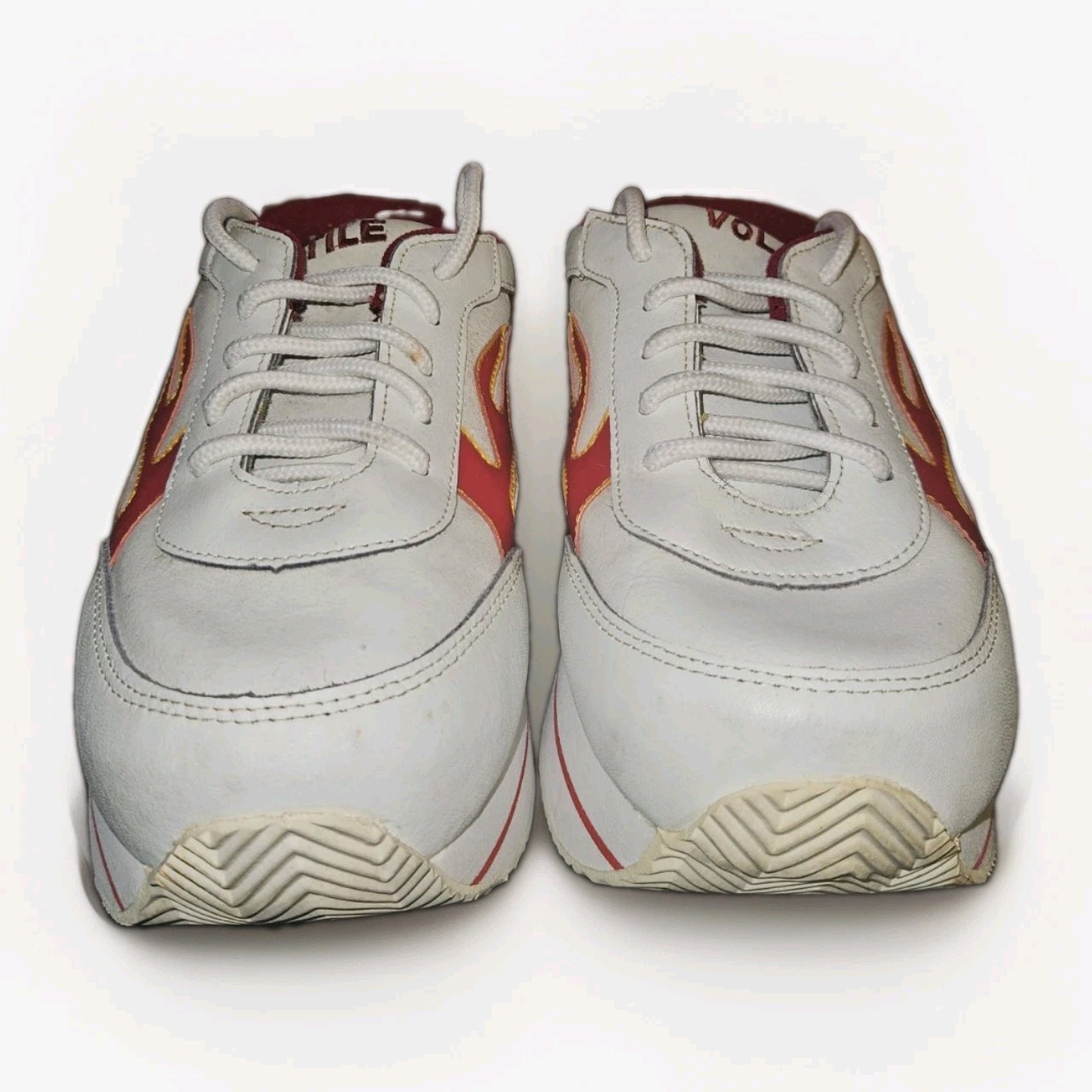 Vintage Y2K Volatile Arson Flame Platform Open Back Sneakers Womens Size 10