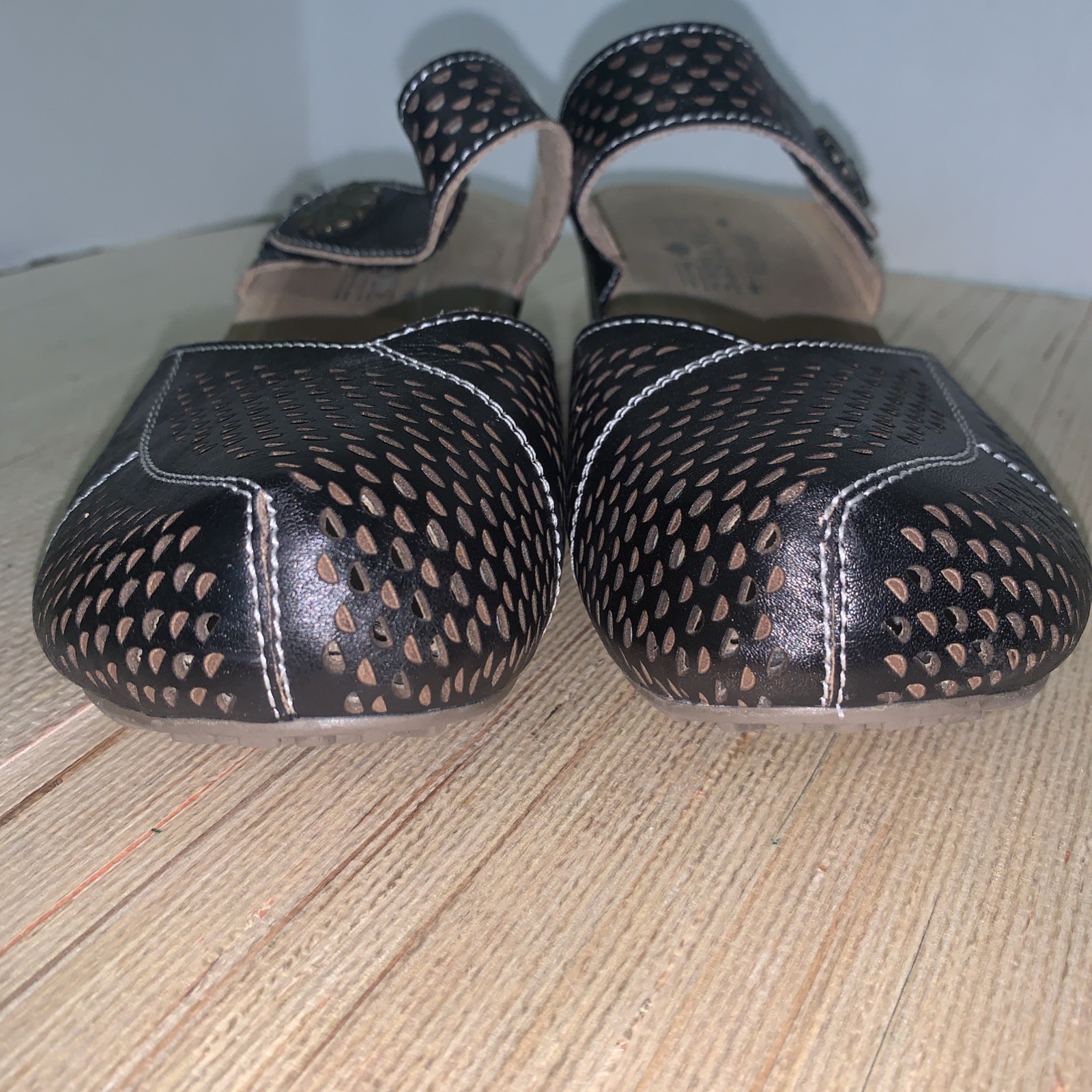 L’Artiste by Spring Step Spoorti Prorated Leather Brown Clog EU 38 Boho Hippy