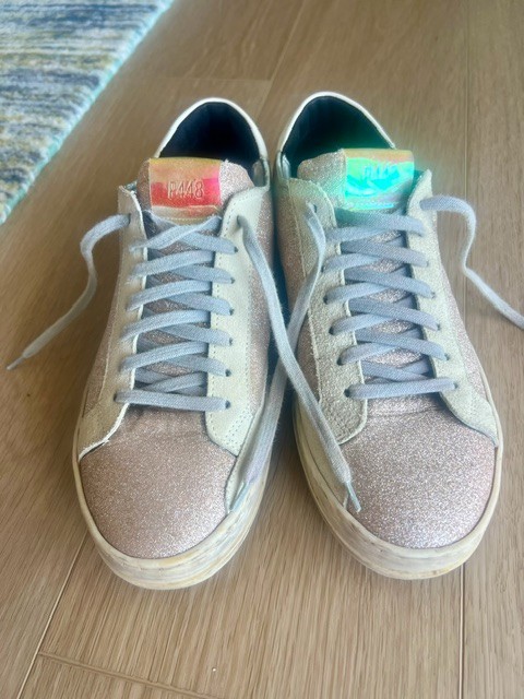 P448 John Sneakers Women 39 Rose Gold Silver Glitter
