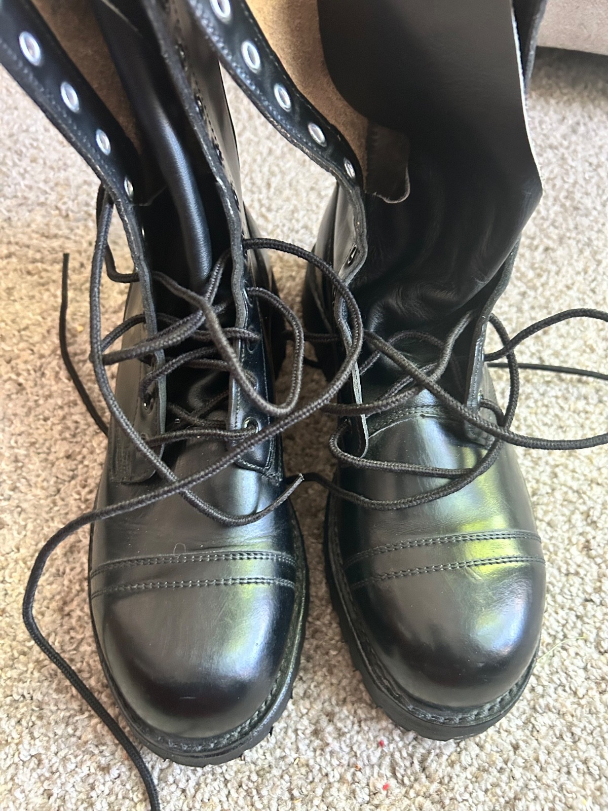 VTG Canadian Forces Black Leather Army Garrison Boots Men 5 D / Women 6.5 Goth
