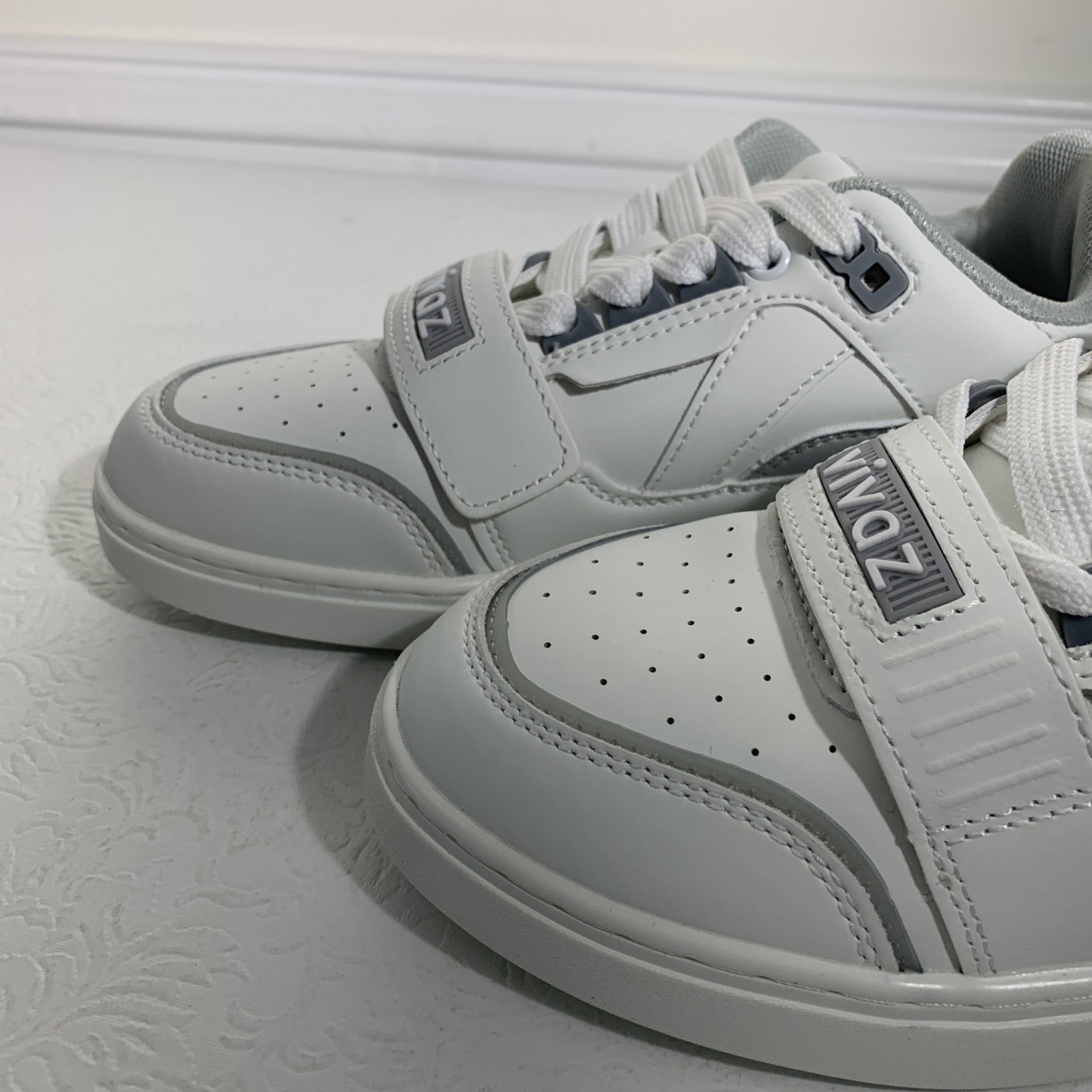Vivaz White Silver Dance Lace Up Sneakers Unisex Men Women