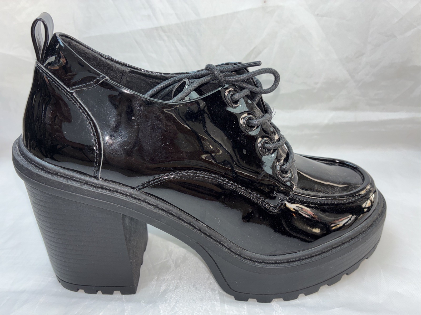 FOREVER STATE-PATENT-OXFORD CHUNKY PLATFORM 4″ Hi-Chunky Block Heel Women PUMPS