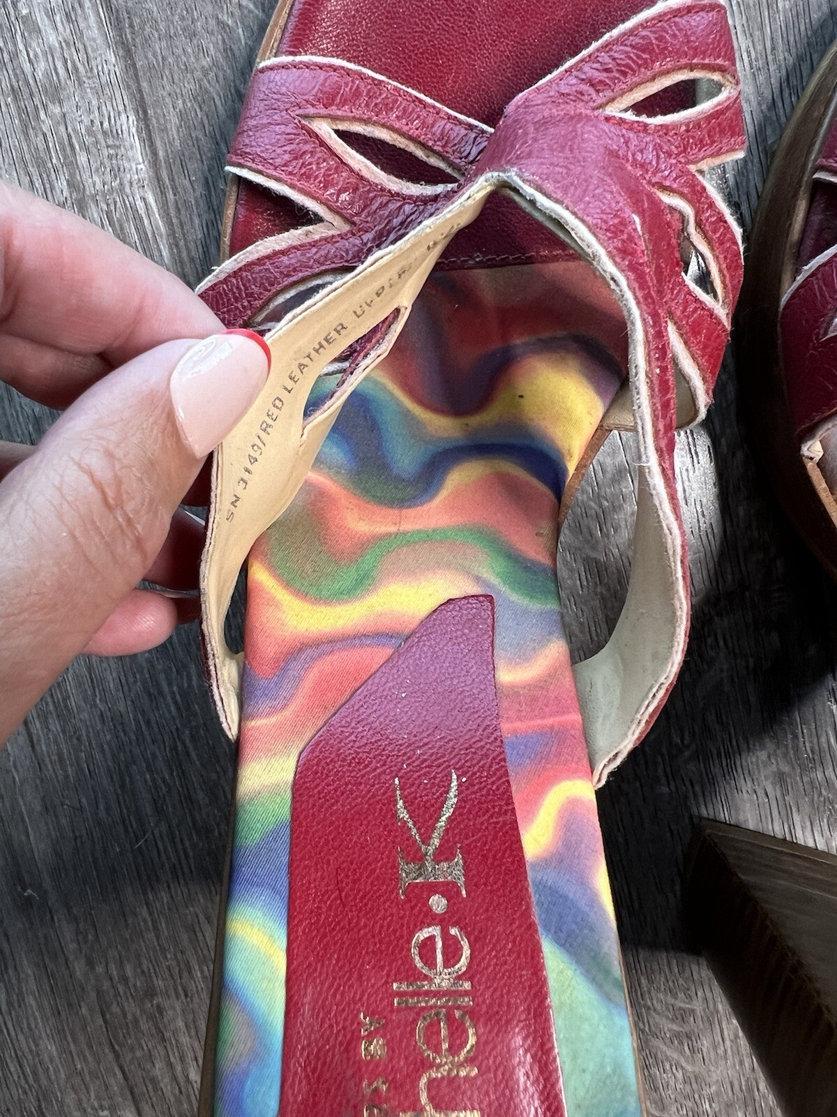 Vintage 90s Y2K Platform Slides Shoes Butterfly Sketchers Michelle K Leather 9