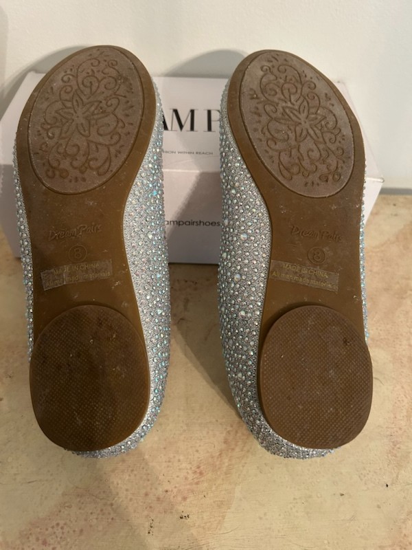 Womens Flat Shoes Ballerina Ballet Flats Round Toe Size 8 Silver Glitter