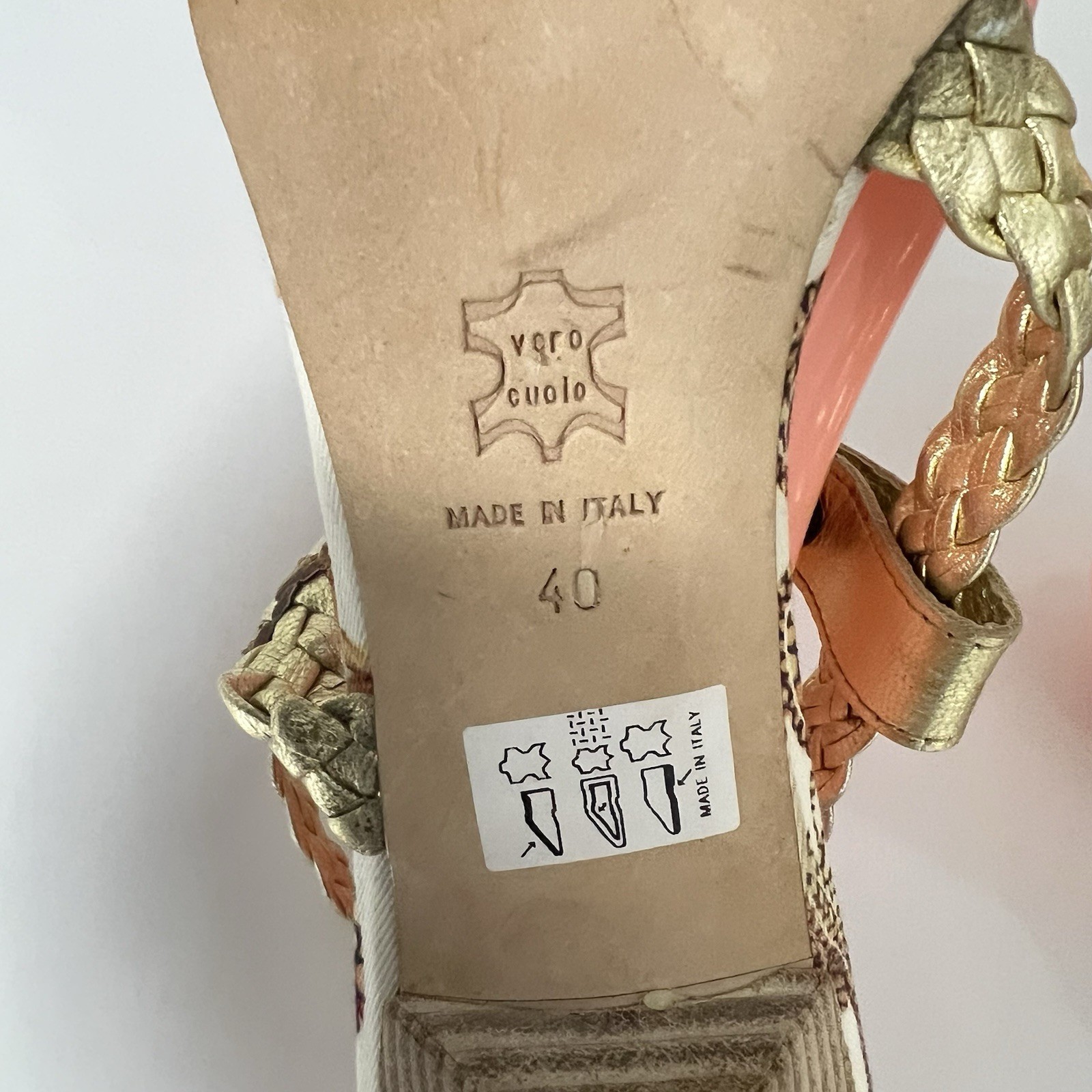 Roberto Cavalli-JustCavalli Gold Leather Sandals Size 40 US 9 Braided Made Italy