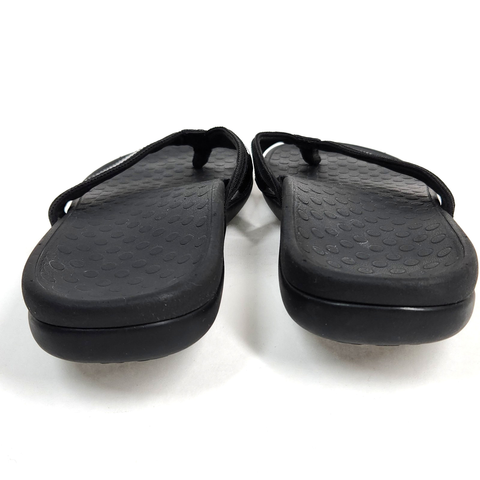 Vionic Tide II Flip Flop Sandal Women 12? Black Patent Leather Orthoheel Comfort