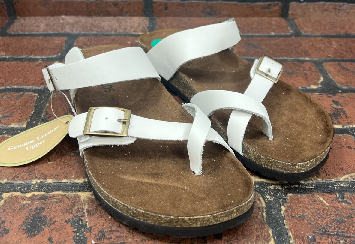 White Mountain Footbeds Women’s Gracie Leather Slides Sandals White 8